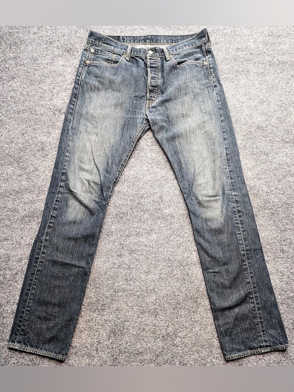 Levis 501 Original Fit Mens Medium Wash Blue Straight Leg Button Fly Jeans 33x34